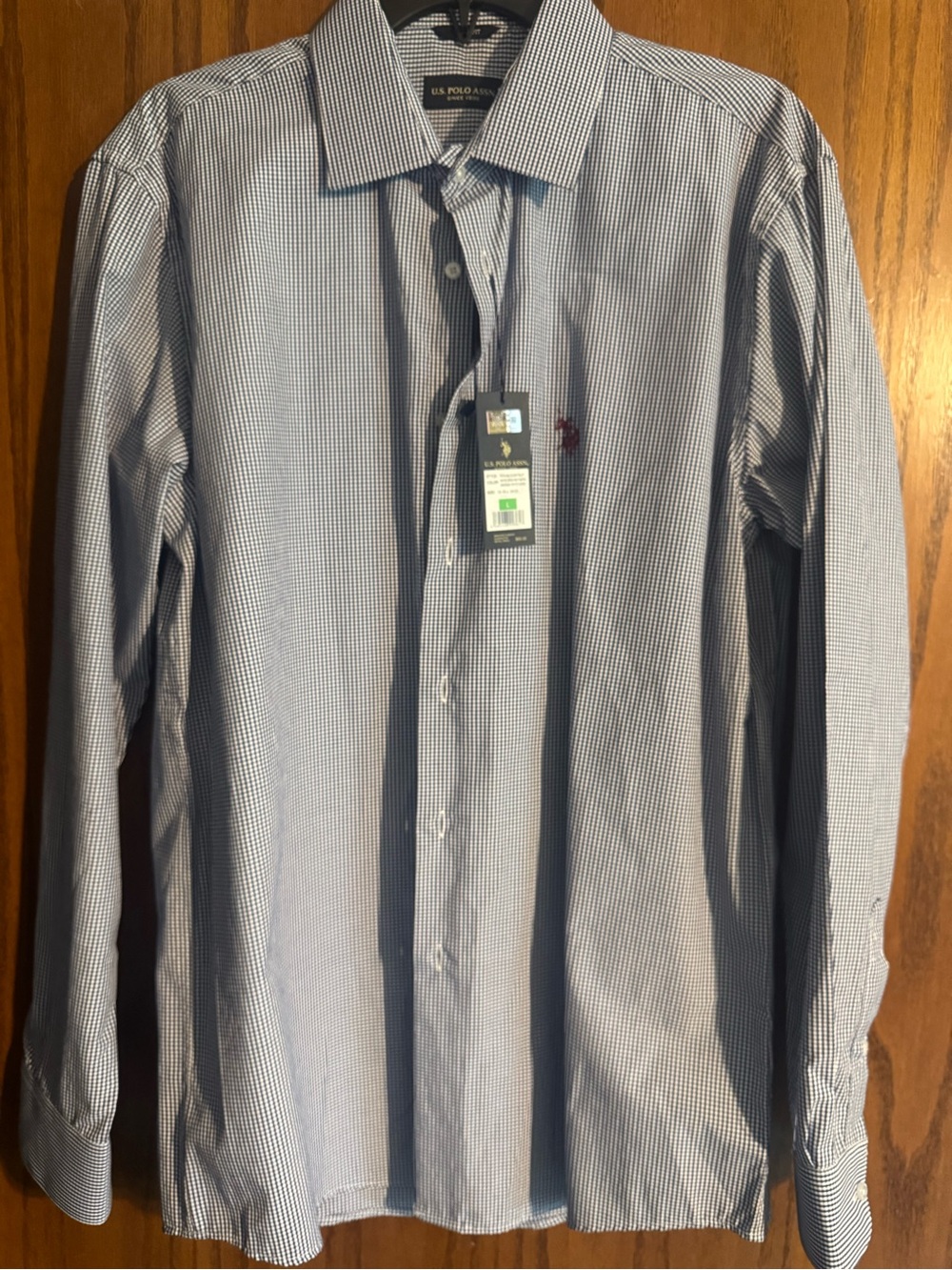 U.S. Polo Assn. Blue and White Micro-Check Dress Shirt